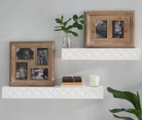 StyleWell 3.5 in. H x 31.7 in. W x 4.5 in. D White Wood Floating Wall Shelf (Set of 2) New In Box $119.99