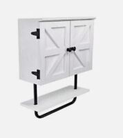 EXCELLO GLOBAL PRODUCTS 17" x 21” Barndoor Bathroom Wall Cabinet in White, New in Box $199.99