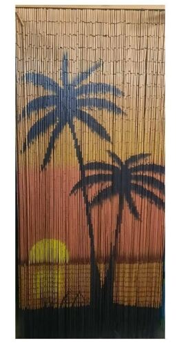 Sunset Palm Tree Bamboo Beaded Curtain for Doorways, Door Beads Curtain, Hanging Bamboo Curtain, 78"L x 35.5"W $109.99