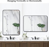 SILD 30 x 40 Inch Black Metal Framed Bathroom Mirror, Large Rounded Rectangle, Vanity Mirror Bathroom Bedroom Living Room Entryway, Decorative Wall Mounted Horizontal or Vertical, New in Box $399