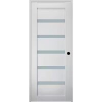 Belldinni Leora 30 in. x 80 in. Left-Hand Frosted Glass Solid Core 5-Lite Bianco Noble Wood Composite Single Prehung Interior Door, New in Box $799
