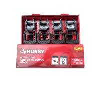 Husky 16 ft. 1.25 in. Ratchet Tie-Down Straps with S-Hook (4-Pack) New In Box $39