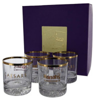 CAESARS / HARRAH'S ENTERTAINMENT 4 PIECE GLASS TUMBLER SET NEW IN BOX $39