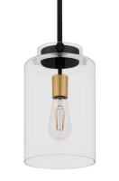 Hampton Bay Mullins 6.75 in. 1-Light Coal and Honey Gold Mini Pendant Hanging Light, Kitchen Pendant Lighting with Clear Glass Shade New In Box $199