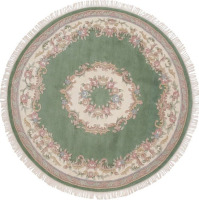 Celia Rose Hand-knotted Green Aubusson Wool Rug (5' Round) $299