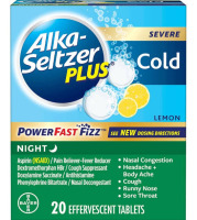 ALKA-SELTZER Plus Severe Night Cold Powerfast Fizz Lemon Tablets 20 Pack