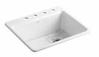 Kohler 5964-3-0- Mayfield 25 in. x 22 in. x 8-3/4 in. top-mount single-bowl kitchen sink with 3 faucet holes New Shelf Pull $399