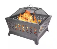 Maocao Hoom 26 in. x 23 in. Square Metal Wood-Burning Fire Pit Kit in Brown New In Box $299
