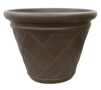 Vigoro 17.5 in. Lincoln Weave Large Brown High-Density Resin Planter (17.5 in. D x 13.3 in. H) With Drainage Hole New $79