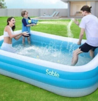 SABLE INFLATABLE POOL BLOW UP FAMILY FULL-SIZED POOL FOR KIDS TODDLERS INFANT & ADULT 92" X 56" X 20" NEW IN BOX $99