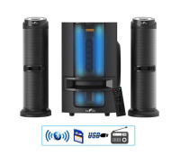 BeFree Sound BFS-849HC 2.1 CH 2.1 Channel Multimedia Wired Speaker Shelf System with Sound Reactive LED lights and USB Input System $399