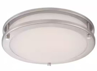 Hampton Bay Flaxmere 12 in. Brushed Nickel Dimmable LED Integrated Flush Mount with Frosted White Glass Shade New In Box $99