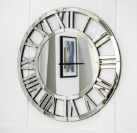 SHYFOY 18-Inch Acrylic Mirrored Wall Clock - Roman Numeral Skeleton Design - Large Decorative Clock - Modern Home Decor -Elegant Timepiece for Living Room, Bedroom, and Office New In Box $199