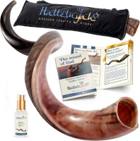 HalleluYAH Original Kosher Half-Polished Kudu Shofar From Israel, Easy Blowing with Deep Sound, with velvet Bag, Anti-Odor Spray, and Shofar Guide, New (Similar to Picture) $179