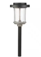 Hampton Bay 20 Lumens Solar 2-Tone Black and Gray Finish Diecast LED Landscape Pathway Light with Seedy Glass Lens and Vintage Bulb New In Box $29