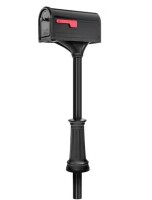 Architectural Mailboxes Roxbury Black, Large Steel Post Mount Mailbox and Premium Steel Post Combo New In Box $199