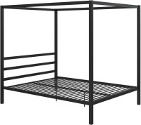 DHP Modern Metal Canopy Platform Bed with Minimalist Headboard and Four Poster Design, Underbed Storage Space, No Box Spring Needed, Queen, Black, New in Box $399