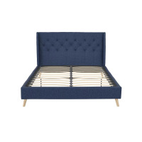 Novogratz Her Majesty Tufted Upholstered Bed Frame, Full, Blue Linen, New in Box $499