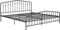 Novogratz Bushwick Metal Bed with Headboard and Footboard, Modern Design, King Size, Grey, New in Box $399