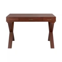 Home Decorators Collection 48 in. Rectangular Walnut Brown 3 Drawer Writing Desk with Built-In Storage $599