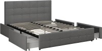 DHP Rose Upholstered Platform Bed with Underbed Storage Drawers and Button Tufted Headboard and Footboard, No Box Spring Needed, Full, Gray Linen, New in Box $499