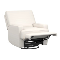 Baby Relax Rylan 4-in-1 Swivel Glider Rocker Recliner Chair, White Microfiber, New in Box $499