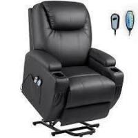 Lacool Black Leather Standard Recliner with Power Lift New in Box $599