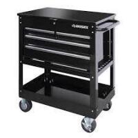 Husky 33 in. W 4-Drawer Mechanics Tool Utility Cart in Gloss Black New In Box $399