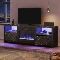 Bestier 70 in. Black Marble LED TV Stand Fits TV's Up to 80 in. Entertainment Center with Cabinets and Removable shelf  $299
