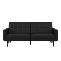 Better Homes & Gardens Nola Modern Futon, Black Faux Leather, New in Box $399