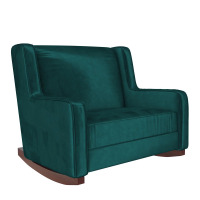 Baby Relax Hadley Upholstered Double Rocker Chair, Green Velvet, New Open Box $399