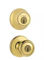 Kwikset Tylo Polished Brass Door Knob Combo Pack with Microban Antimicrobial Technology / Defiant Naples Collection Polished Brass Door Lever Combo Pack Assorted $89