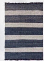 Threshold Designed with Studio McGee 7'x10' Highland Hand Woven Striped Jute/Wool Area Rug, Blue, New $249