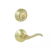 Defiant Naples Polished Brass Combo Pack with Single Cylinder Deadbolt New Open Box $89