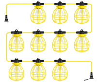Sterl Lighting 100FT Construction String Lights, 10 Sockets, E26 Base, 100W, 10500LM, 100-277V, Linkable Jobsite Lights, Construction Temporary Work Lights, Attic, Basement for Indoor & Outdoor Use, UL Listed / HDX 100 ft. Extension Cord / Assorted $119.9