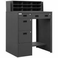 DURHAM MFG Shop Desk: Pedestal/Panel Desk, 29 in x 39 in x 52 7/8 in, 4 Drawers, 1 Shelves, 0 Doors New Shelf Pull $1599