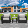 3 Piece Patio Set Wicker Patio Furniture Patio Conversation Set Grey Cushions New (Similar to Picture) $399