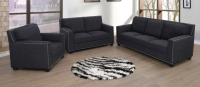 House of Hampton Katia 3-Piece Upholstered Living Room Set in Dark Grey, New Floor Model $1599.99