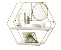 TFER Floating Shelves Wall Mounted Hexagon Wall Shelf Hanging Shelves for Wall Storage Rustic Wood Wall Shelves for Bedroom, Living Room, Bathroom, Kitchen, Office Gold / Black New In Box Assorted $109.99