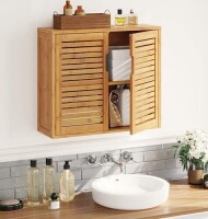 VIAGDO Wall Cabinet Bathroom Storage Cabinet Wall Mounted with Adjustable Shelves Inside, Double Door Medicine Cabinet, Utility Cabinet Organizer Over Toilet, Bamboo, 23.2''Lx8.3''Wx20.1''H $150