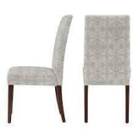 Stylewell Groston Oyster Gray Pattern Upholstered Parsons Dining Chair with Smoke Wood Legs New in Box $399