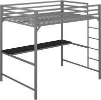 DHP Miles Metal Full Loft Bed with Desk, Silver, New in Box $499