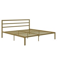 Signature Sleep Premium Modern Platform Bed with Headboard, Industrial Style, Sturdy Metal Frame with Slats, King, Gold, New in Box $399