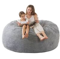 WhatsBedding 3 ft Memory Foam Bean Bag Chair for Adults/Teens with Filling, 3' Bean Bag Sofa with Ultra Soft Dutch Velvet Cover, Round Bean Bag for Living Room, Light Grey New $199