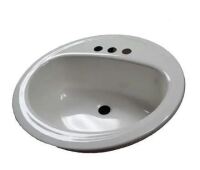 Bootz Industries Laurel 19 inch Round Drop-In Bathroom Sink in White New Shelf Pull $219.99