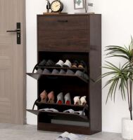 Kumiunion Shoe Cabinet with 3 Flip Drawers, Walnut Brown Freestanding Storage Racks for Entryway Hidden Narrow Shoe Organizers Perfect for Heels, Boots, Slippers Similar to Picture $250
