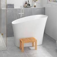 Homary White 47.24'' x 22.83'' Freestanding Soaking Stone Bathtub With Bench (Part number: WF-25800544558) $2499