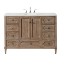 August Grove Asellus 48"W x 22"D Bath Vanity in Reclaimed Gray with White Marble Top and White Basin $1199