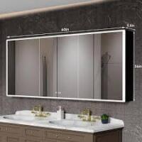 Tunuo 60 in. W x 36 in. H Large Rectangular Black LED Light Anti-fog Aluminum Surface Medicine Cabinet with Mirror $1399