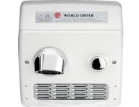 World Dryer RA5-Q974 Model A Recessed Push-button Activated Hand Dryer - Cast Iron, White, Universal Nozzle New In Box $499